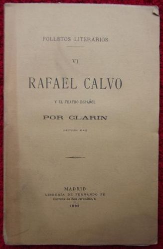 Portada del libro de Folletos literarios VI. Rafael Calvo y el teatro español