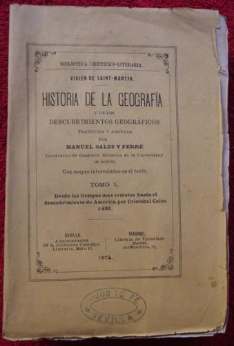 Portada del libro de Historia de la Geografía y de los descubrimientos geográficos