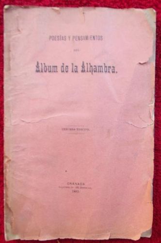 Portada del libro de Poesías y pensamientos del Álbum de la Alhambra