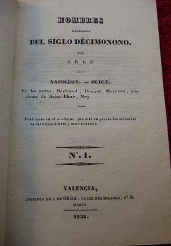 Portada del libro de Hombres célebres del siglo decimonono
