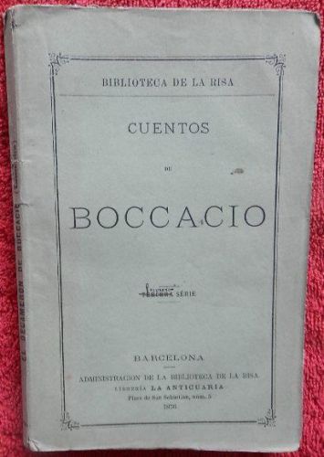 Portada del llibre de Cuentos de Boccacio. El Decamerón.  1ª serie