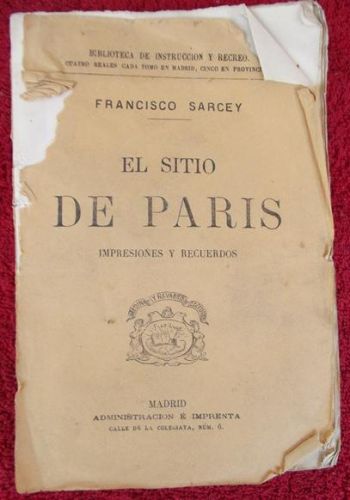 Portada del libro de El sitio de Paris. Impresiones y Recuerdos
