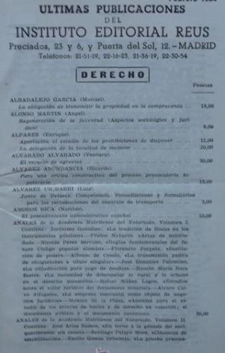 Portada del libro de ÚLTIMAS PUBLICACIONES DEL INSTITUTO EDITORIAL REUS (FEBRERO, 1954)