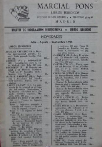Portada del libro de CATÁLOGO LIBRERÍA MARCIAL PONS (1955)