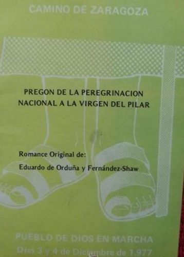 Portada del libro de Camino de Zaragoza Pregón de la peregrinación nacional a la Virgen del Pilar Romance original de: Eduardo...