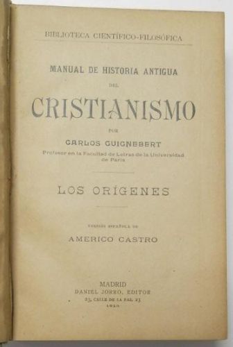 Portada del libro de Manual de historia antigua del cristianismo. Los orígenes
