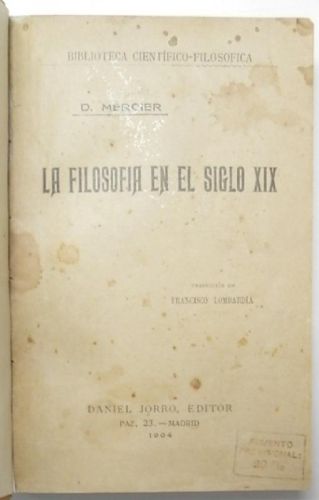 Portada del libro de La filosofía en el siglo XIX