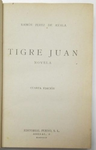 Portada del libro de Tigre Juan. Primera parte