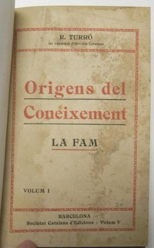Portada del libro de Orígens del coneixement. La fam