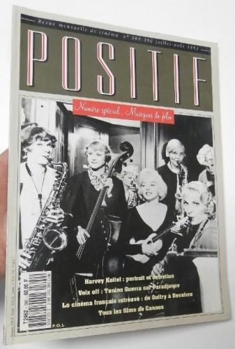 Portada del libro de Positif. nº 389-390, 1993- Número spécial. Musiques de film