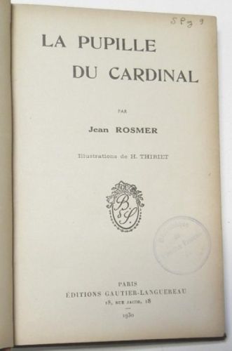 Portada del libro de La pupille du cardinal
