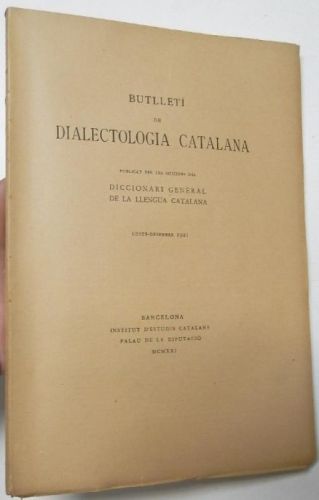 Portada del libro de Butlletí de dialectologia catalana. Gener-Desembre 1921