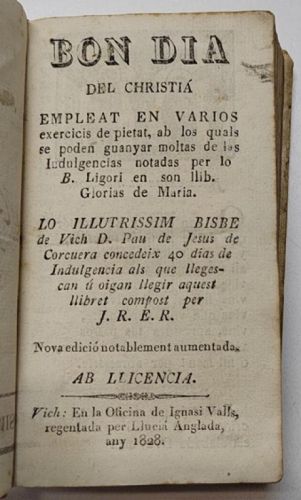 Portada del llibre de Bon dia del christiá