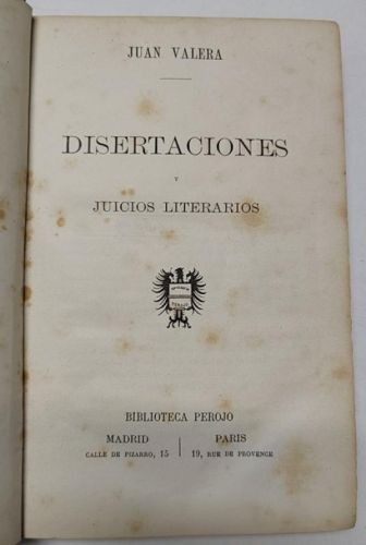 Portada del libro de Disertaciones y juicios literarios