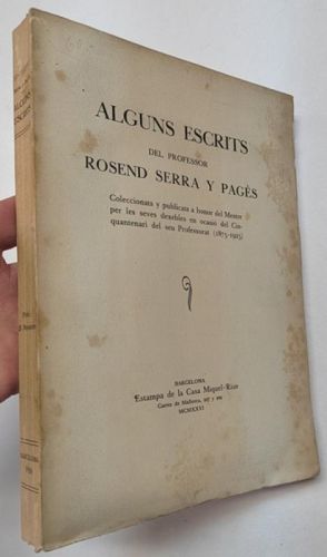 Portada del libro de Alguns escrits del professor Ronsed Serra y Pagès
