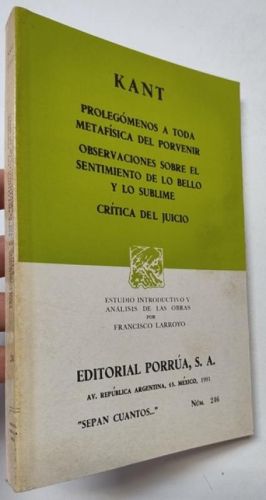 Portada del libro de Prolegómenos a toda metafísica del porvenir / Observaciones sobre el sentimiento de lo bello y lo sublime...