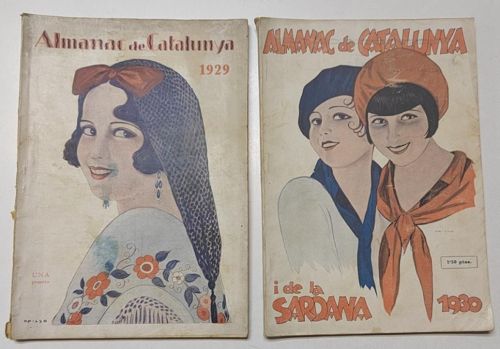 Portada del libro de 2 revistas. ALMANAC DE CATALUNYA 1929 / ALMANAC DE CATALUNYA 1930