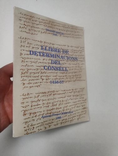 Portada del libro de Transcripció del Llibre de Determinacions del Consell, 1456-57