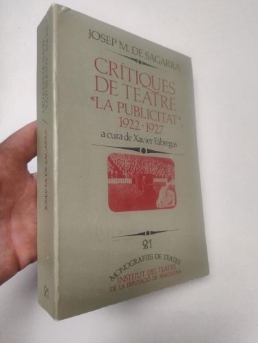 Portada del libro de CRITIQUES DE TEATRE 'LA PUBLICITAT' 1822-1927
