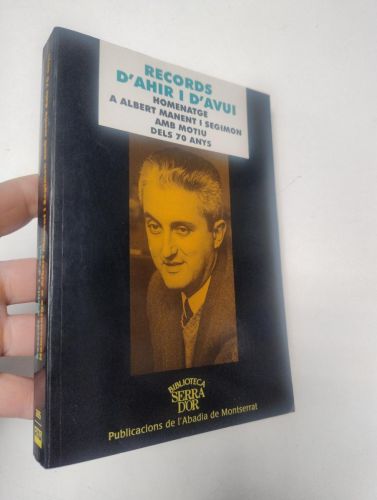 Portada del libro de Records d'ahir i d'avui. Homenatge a Albert Manent i Segimon amb motiu dels 70 anys