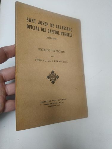Portada del libro de Sant Josep de Calassanç, Oficial del Capítol d'Urgell (1587-1589). Estudi històric