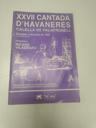 Portada del libro de XXVII Cantada d'havaneres. Callella de Palafrugell. 1993