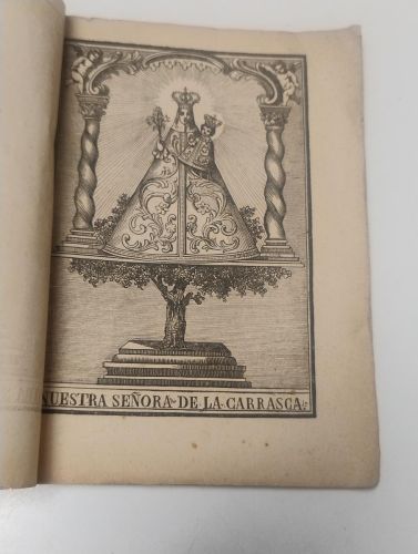 Portada del libro de Novena a María Santísima en su antiquísima imagen de la Carrasca