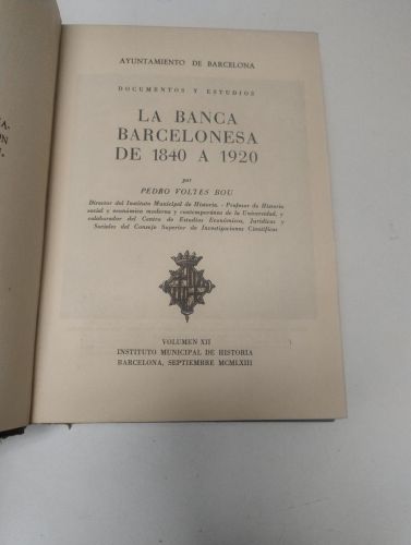 Portada del libro de La banca barcelonesa de 1840 a 1920