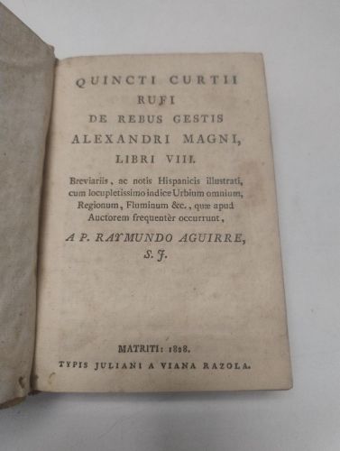 Portada del libro de QUINCTI CURTII RUFI DE REBUS GESTIS ALEXANDRI MAGNI LIBRI VIII