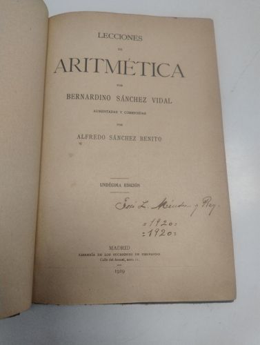 Portada del libro de Lecciones de aritmética