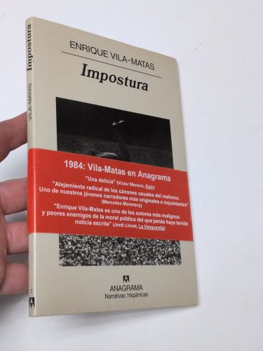 Portada del libro de Impostura (dedicado por el autor)