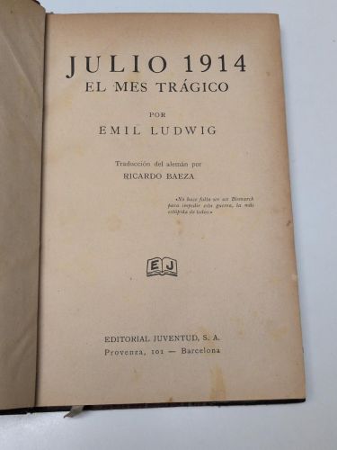 Portada del libro de Julio 1914. El mes trágico