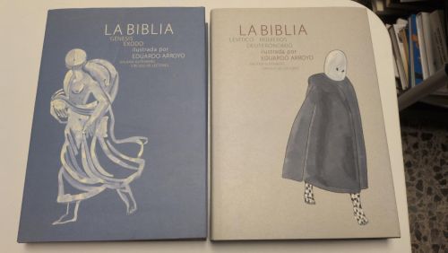 Portada del libro de La Biblia (2 tomos: Génesis, Éxodo / Levítino, Números, Deuteronomio